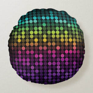 Bright Multicolor Vintage Abstract Art Round Pillow