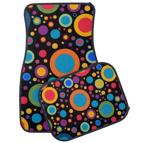 Bright Multicolored Circles and Polka Dots  Car Floor Mat