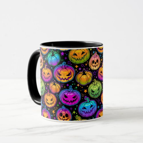 Bright Multicolored Halloween Pumpkin Pattern Mug