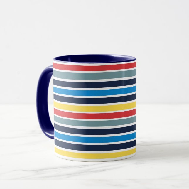 Bright multicolored horizontal stripes. mug (Front Left)