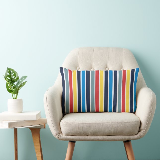 Bright multicolored vertical stripes. lumbar pillow (Chair)