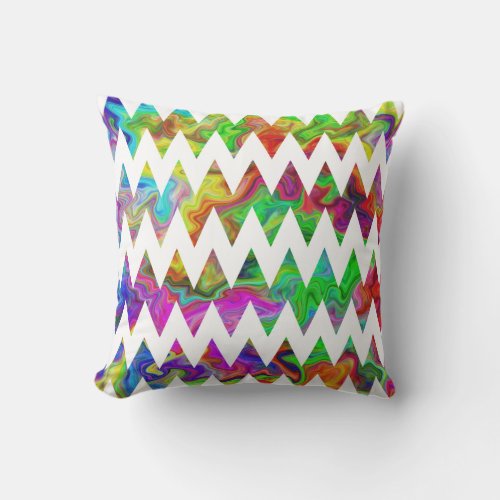 Bright Multicolored Zigzags Throw Pillow