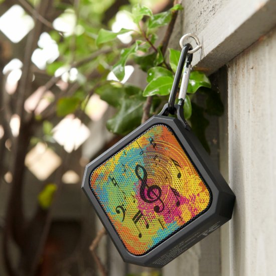 Bright Music Notes on Explosion of Color Bluetooth Speaker