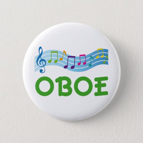 Bright Music Staff Oboe Gift Button