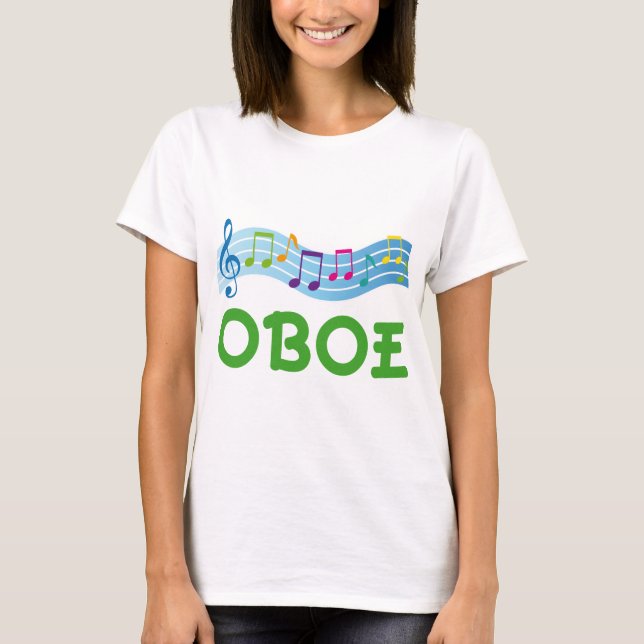 Bright Music Staff Oboe Gift T-Shirt (Front)