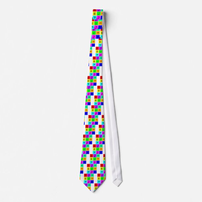 bright music symbols neck tie (Front)