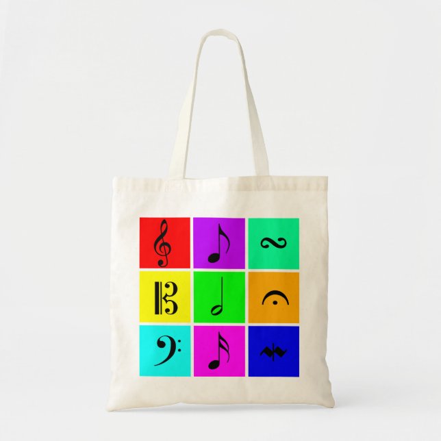 bright music symbols tote bag (Front)