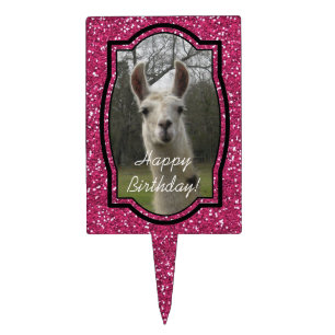 Bright N Sparkling Llama in Hot Pink Cake Topper