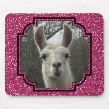 Bright N Sparkling Llama In Hot Pink Mouse Pad by PandaCatGallery at Zazzle