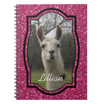Bright N Sparkling Llama In Hot Pink Notebook by PandaCatGallery at Zazzle