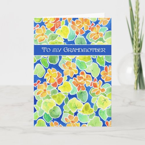 Bright Nasturtiums Floral Grandmother Mothers Day Card