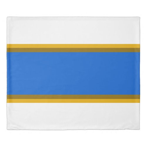 Bright Nautical Blue Brown Racing Stripes On White Duvet Cover