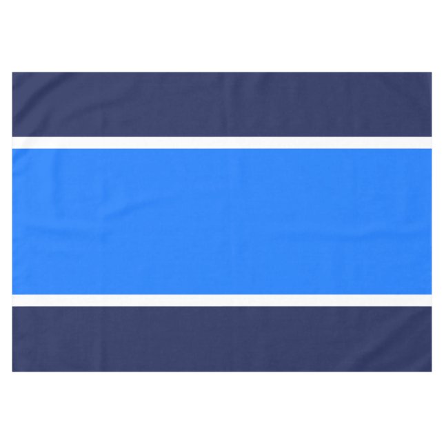 Bright Nautical Blue White Navy Summer Stripes Tablecloth (Front (Horizontal))