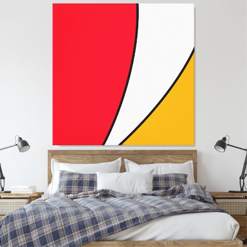 Bright Nautical Red Yellow White Upswept Curves Canvas Print