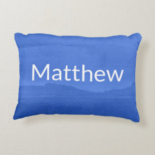 Bright Navy Ombre with Kids Name Accent Pillow