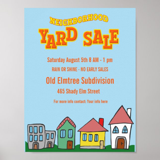 Bright Neighborhood Yard Sale Flyer Downloadable Poster (Front)