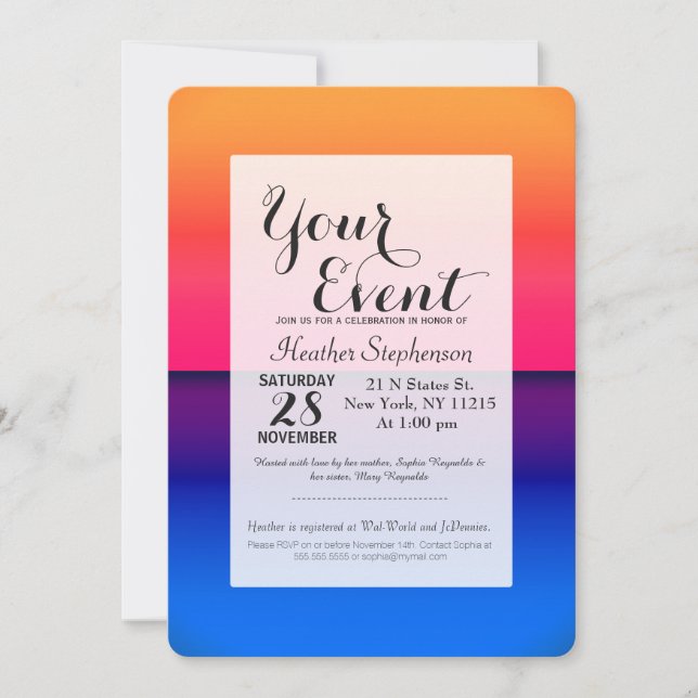 Bright Neon Abstract Sunrise Invitation (Front)