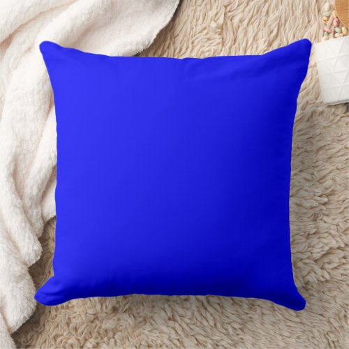 Bright Neon Blue Solid Color Trends Throw Pillow