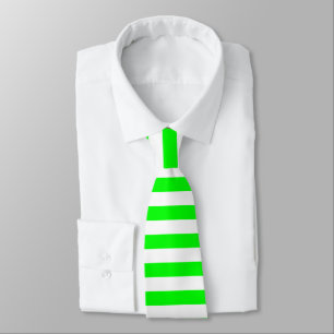 Bright Neon Chartreuse Green and White Stripe Tie