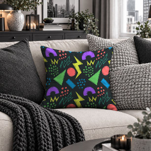 Bright Neon Colorful Shapes Pillow Cover Design