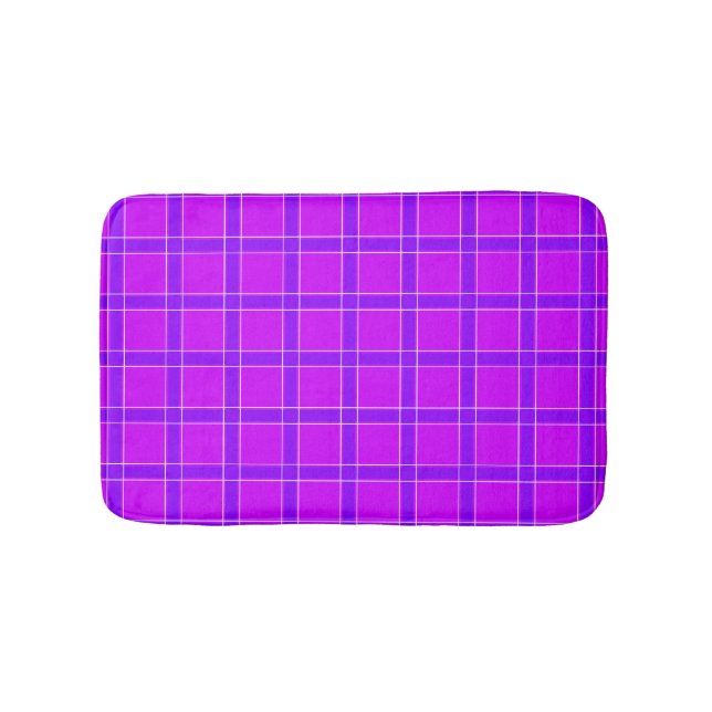 Bright neon crimson checkered pattern Throw Pillow Bath Mat (Front)
