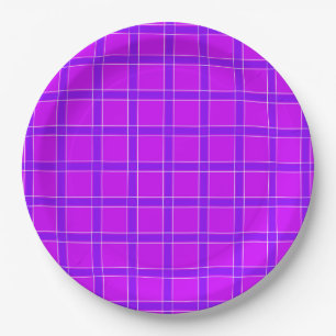 Bright neon crimson checkered pattern Throw Pillow Paper Plates