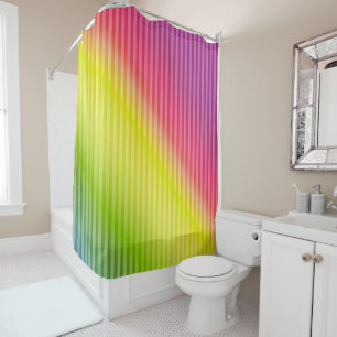 Bright neon fluorescent gradient rainbow ombre col shower curtain