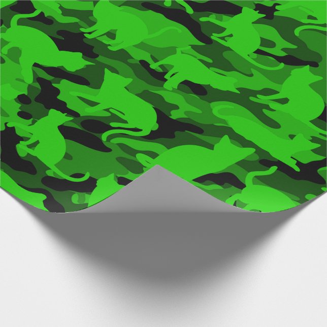 Bright Neon Green Catmouflage Wrapping Paper (Corner)