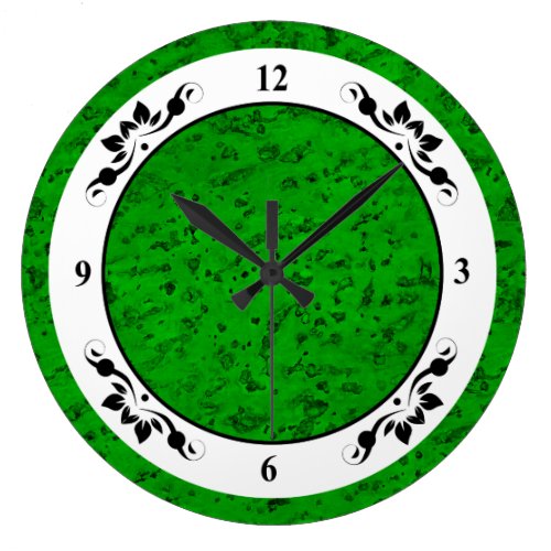 Bright Neon Green Cork Bark Look Wood Grain Clock