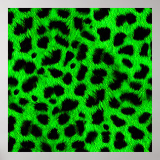 BRIGHT NEON GREEN LIME BLACK ANIMAL PRINT PATTERN