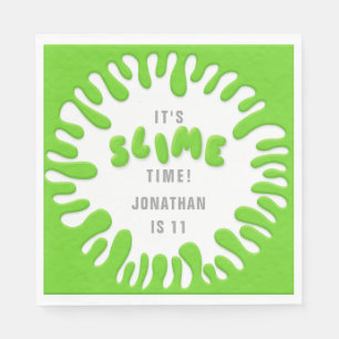 Bright neon green slime party napkins