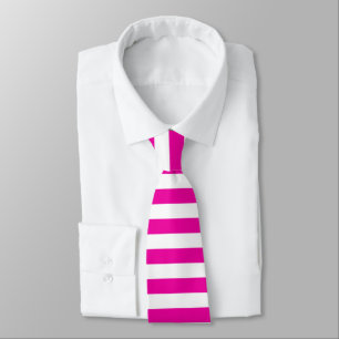 Bright Neon Hot Pink and White Stripe Tie