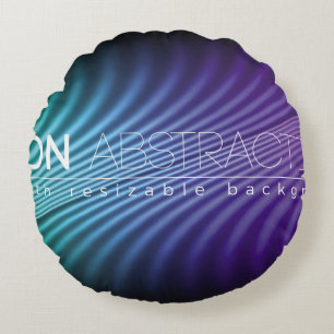 Bright neon lines background with 80s style1980, 8 round pillow