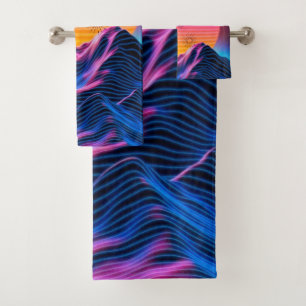 Bright Neon Mountains Dusk to Dawn Bath Towel Set