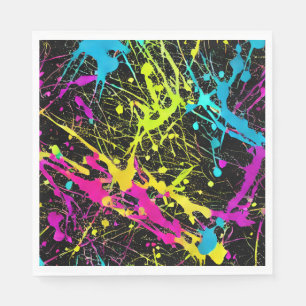 Bright Neon Paint Splatter Napkins
