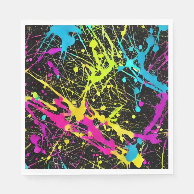 Bright Neon Paint Splatter Napkins (Front)
