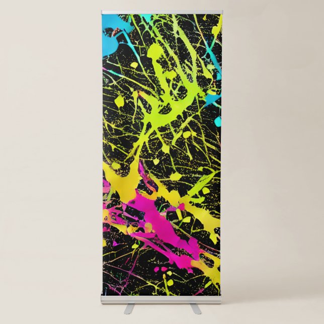 Bright Neon Paint Splatter Retractable Banner (Front)