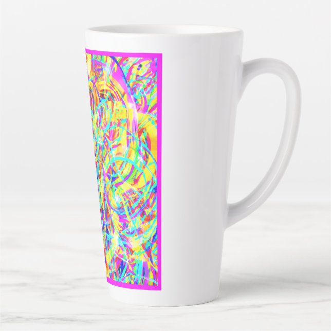 Bright Neon Patterns Print Latte Mug (Right)