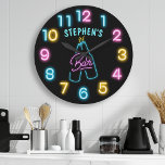 Bright Neon Personalized Beer Bar Large Clock<br><div class="desc">Bright Neon Personalized Beer Bar Large Clock</div>