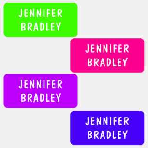 Bright Neon Personalized Kids School Name Labels