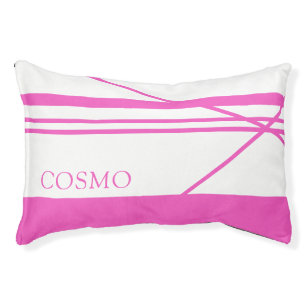 Bright Neon Pink Abstract Stripe Personalized Pet Bed