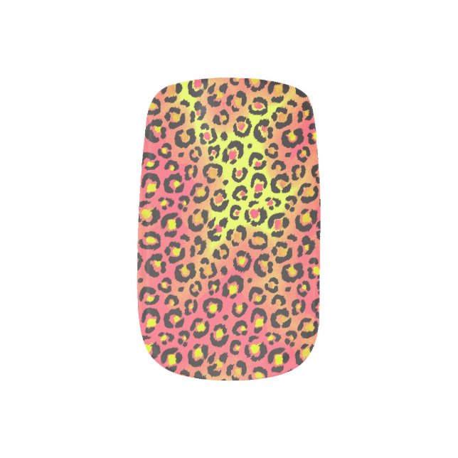 Bright Neon Pink and Yellow Leopard Cheetah Print Minx Nail Art