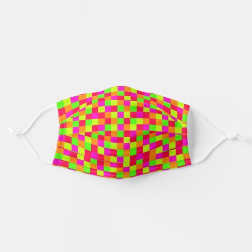 Bright Neon Pink Green Pixel Mosaic Pattern Design Adult Cloth Face Mask