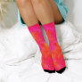 Bright Neon Pink Orange Abstract Artsy Add Name Socks