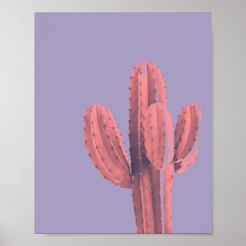 Bright Neon Pink Purple Cactus Succulent Photo Poster