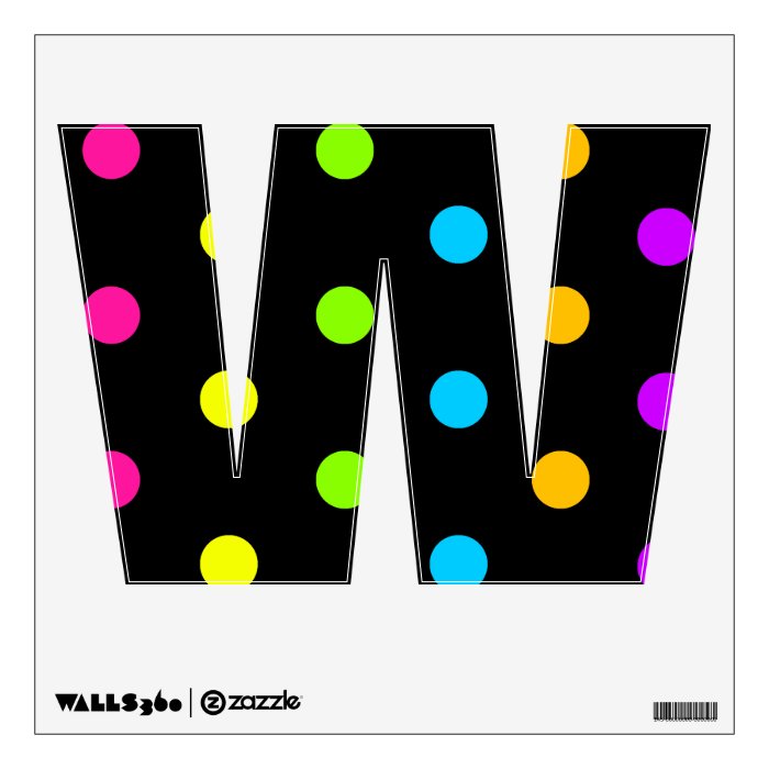 Bright Neon Polka Dot Letter W Wall Decal