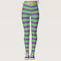 Black with Neon Green Stripes Leggings