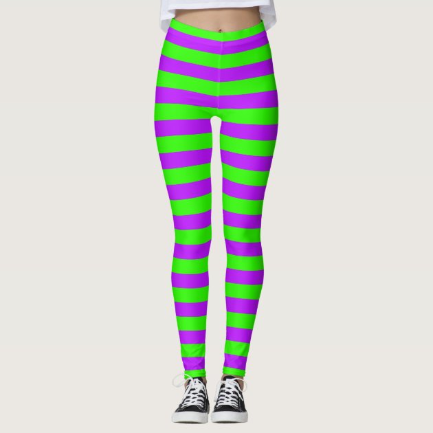 Green and 2024 purple striped tights