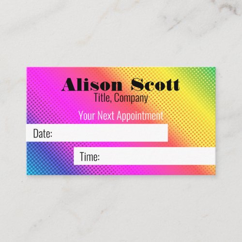 Bright Neon Rainbow Modern QR Appointment Card