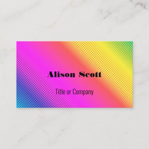 Bright Neon Rainbow Modern Social Media Business Card